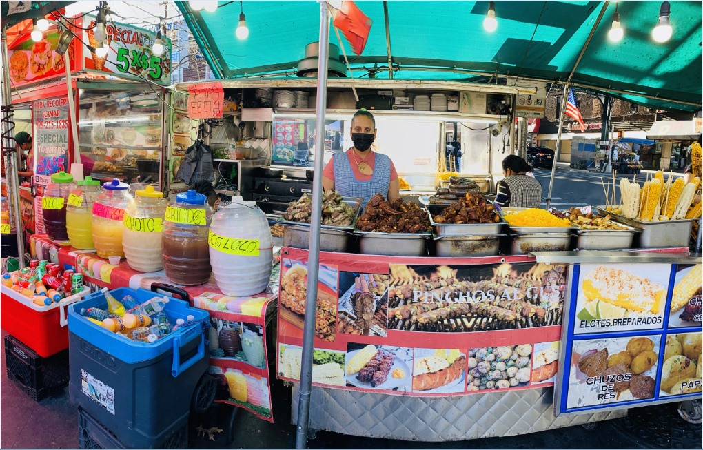 Rosa Calle, a street vendor from Ecuador located at 103 Street, Corona Plaza selling Ecuadorian food